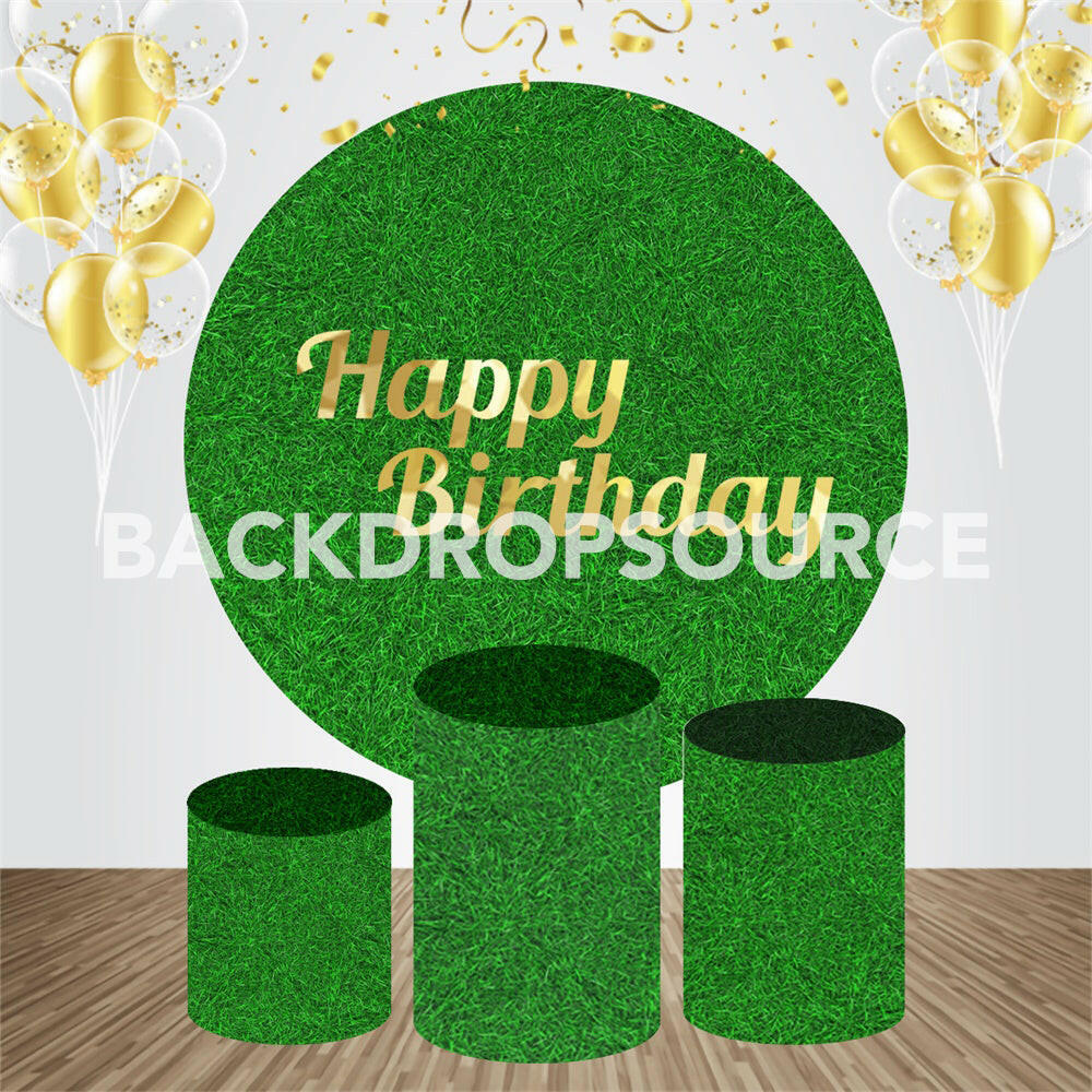 Grass Themed Birthday Event Party Round Backdrop Kit.