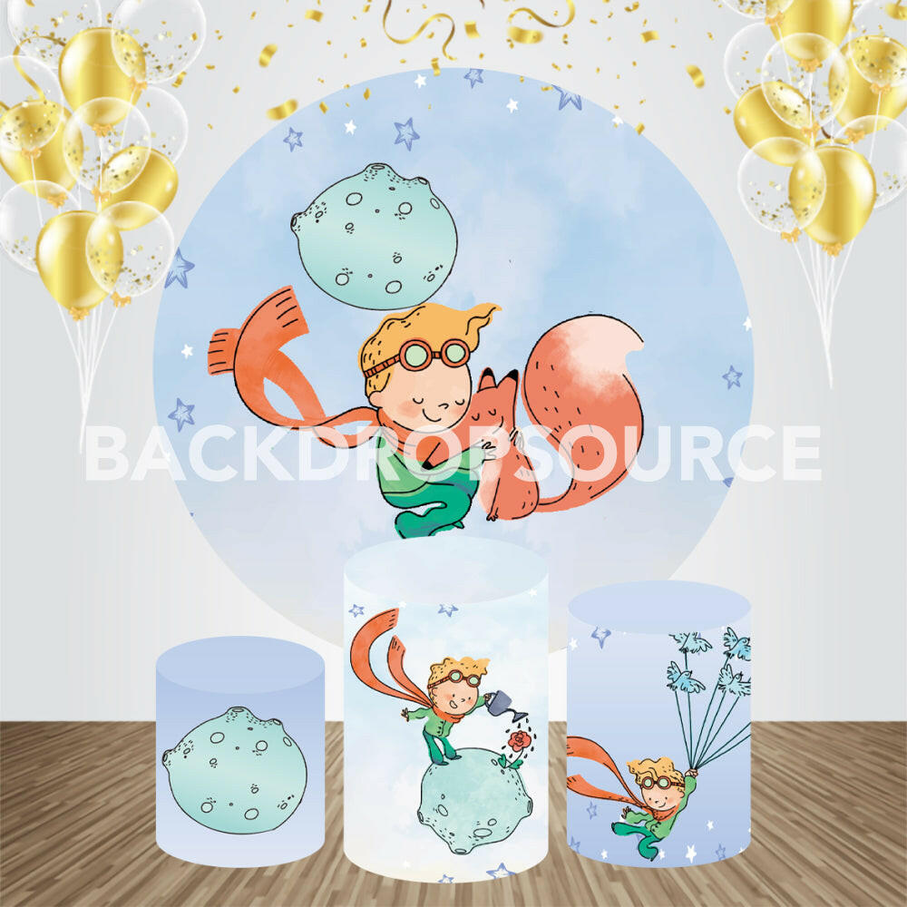 Baby Boy Cartoon Themed Event Party Round Backdrop Kit.