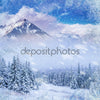 Magical Winter Snow Landscape Backdrop.