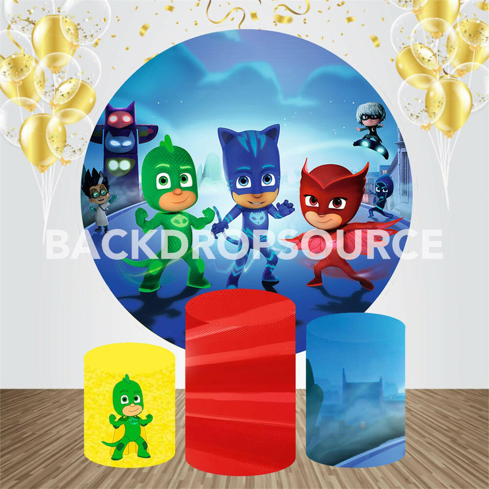 PJ Masks Themed Event Party Round Backdrop Kit.