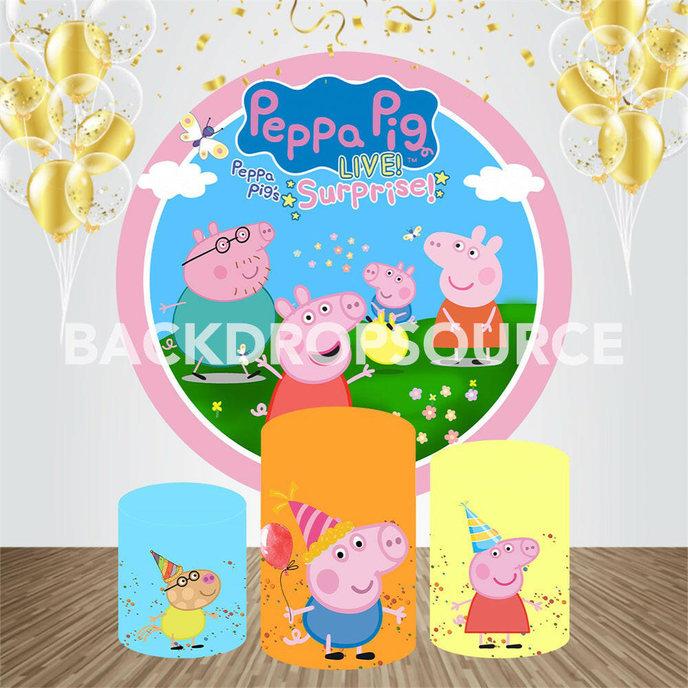 Peppa Pig Event Party Round Backdrop Kit.
