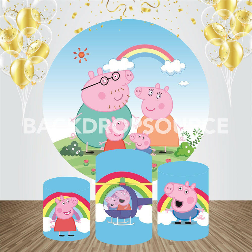 Peppa Pig Event Party Round Backdrop Kit.