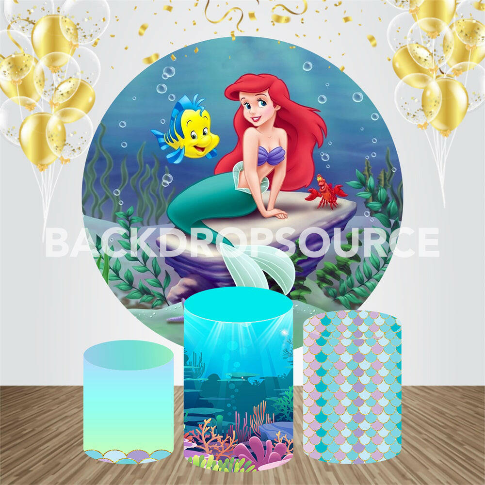 The Little Mermaid Event Party Round Backdrop Kit.