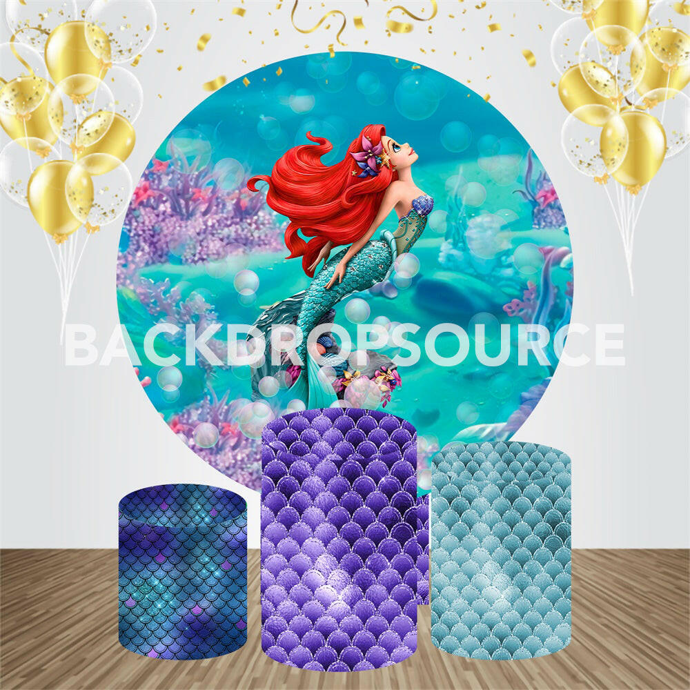 The Little Mermaid Event Party Round Backdrop Kit.