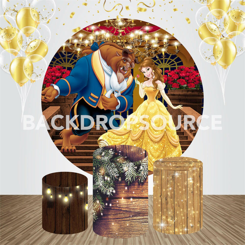 The Beauty and The Beast Event Party Round Backdrop Kit.
