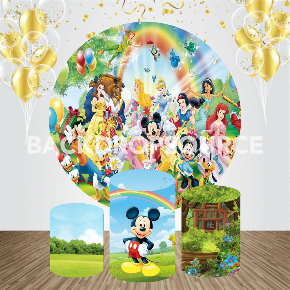 Disney Cartoon Characters Themed Event Party Round Backdrop Kit.