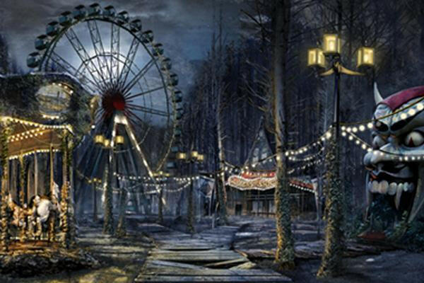 Scary Park Themed Printed Backdrop.