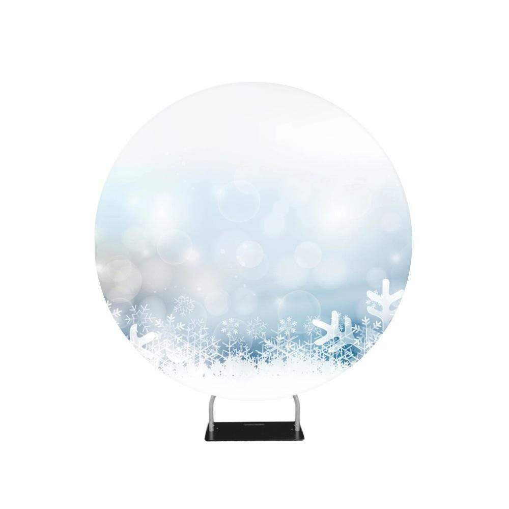 Snow Christmas Winter Background Circle backdrop stand.