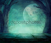 Dark Moon Spooky Tree Halloween  Backdrop.