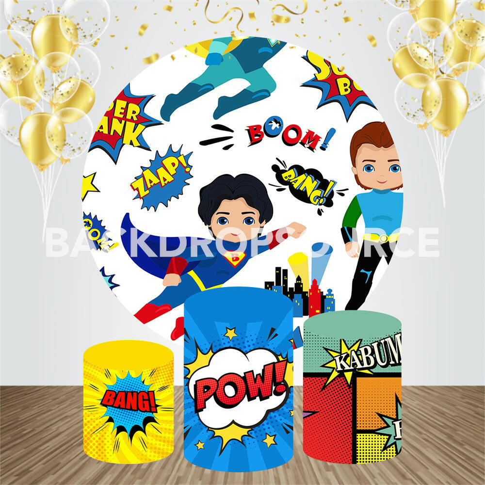 Baby Super Hero Event Party Round Backdrop Kit.