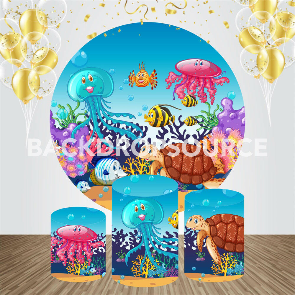 Under The Sea Themed Event Party Round Backdrop Kit.