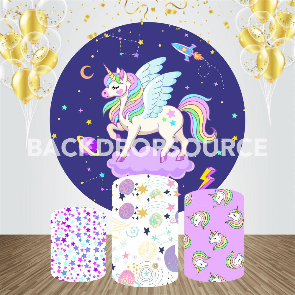 Unicorn Event Party Round Backdrop Kit.