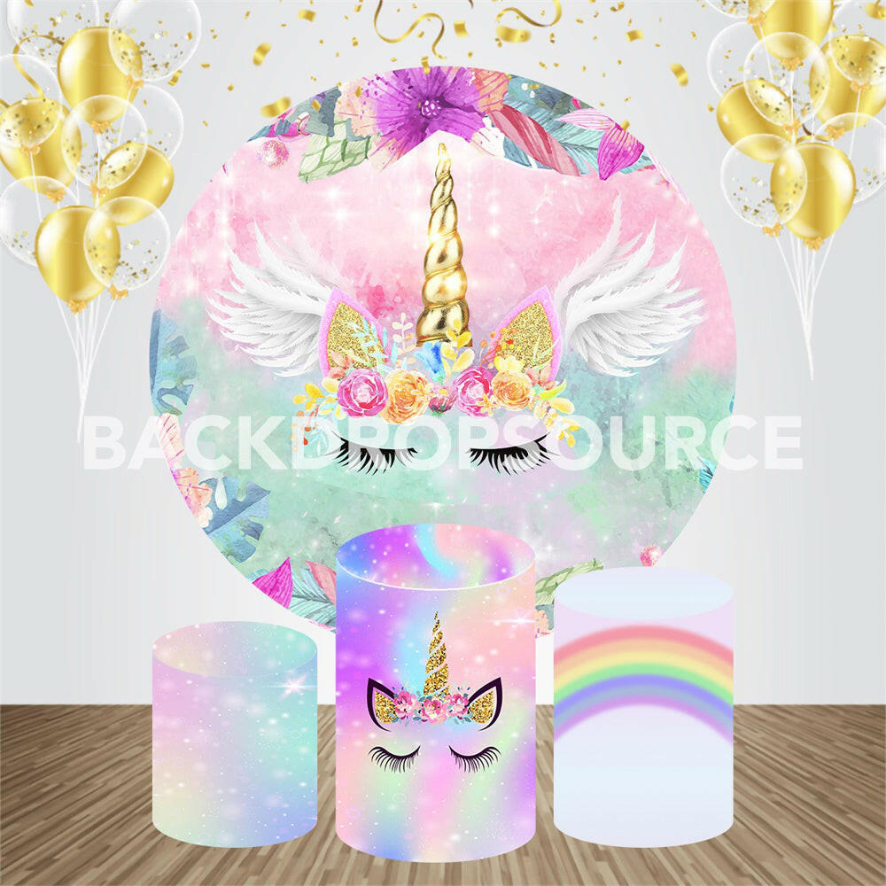 Unicorn Event Party Round Backdrop Kit.