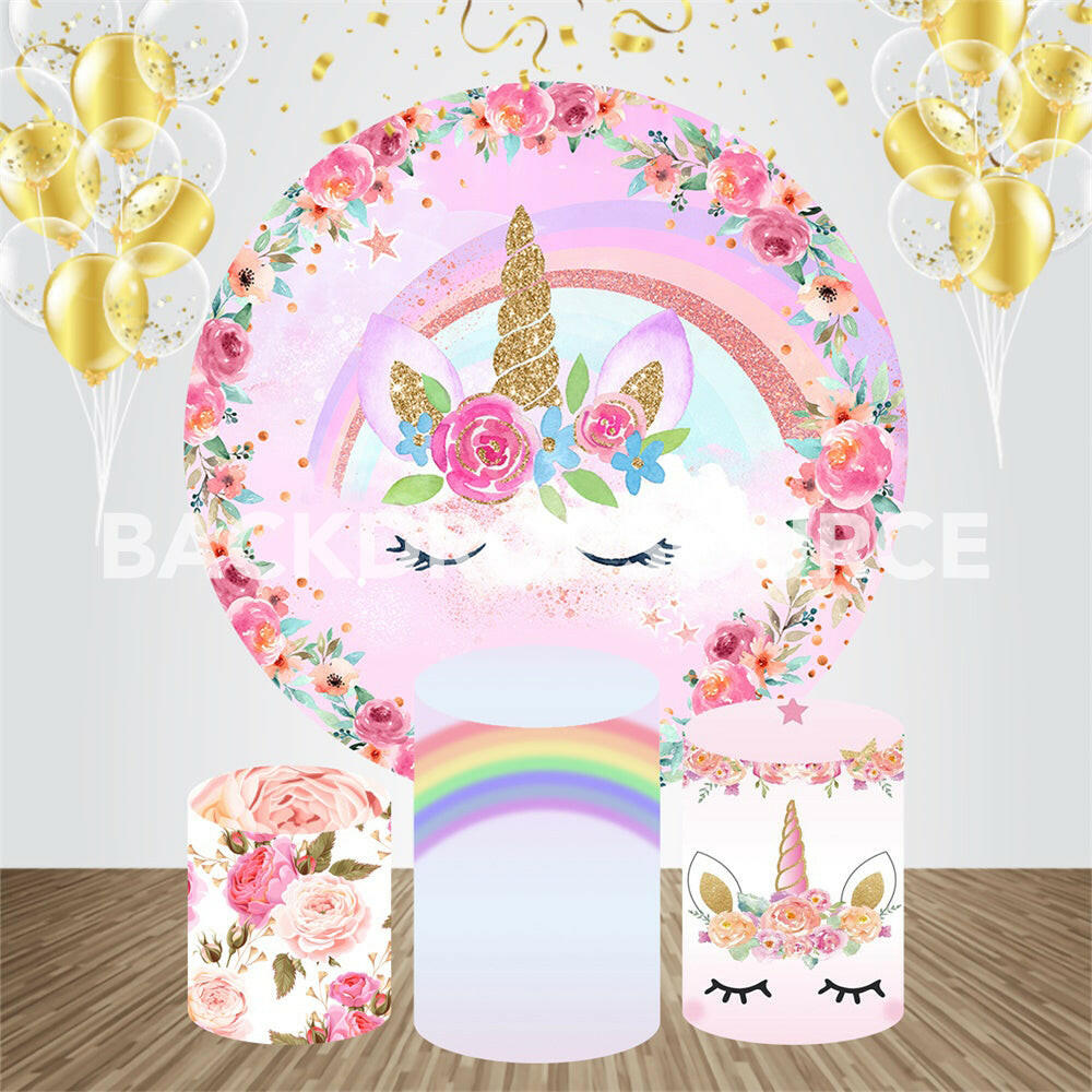 Unicorn Event Party Round Backdrop Kit.