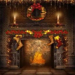 Ancient Chimney Photography Christmas  Backdrop.