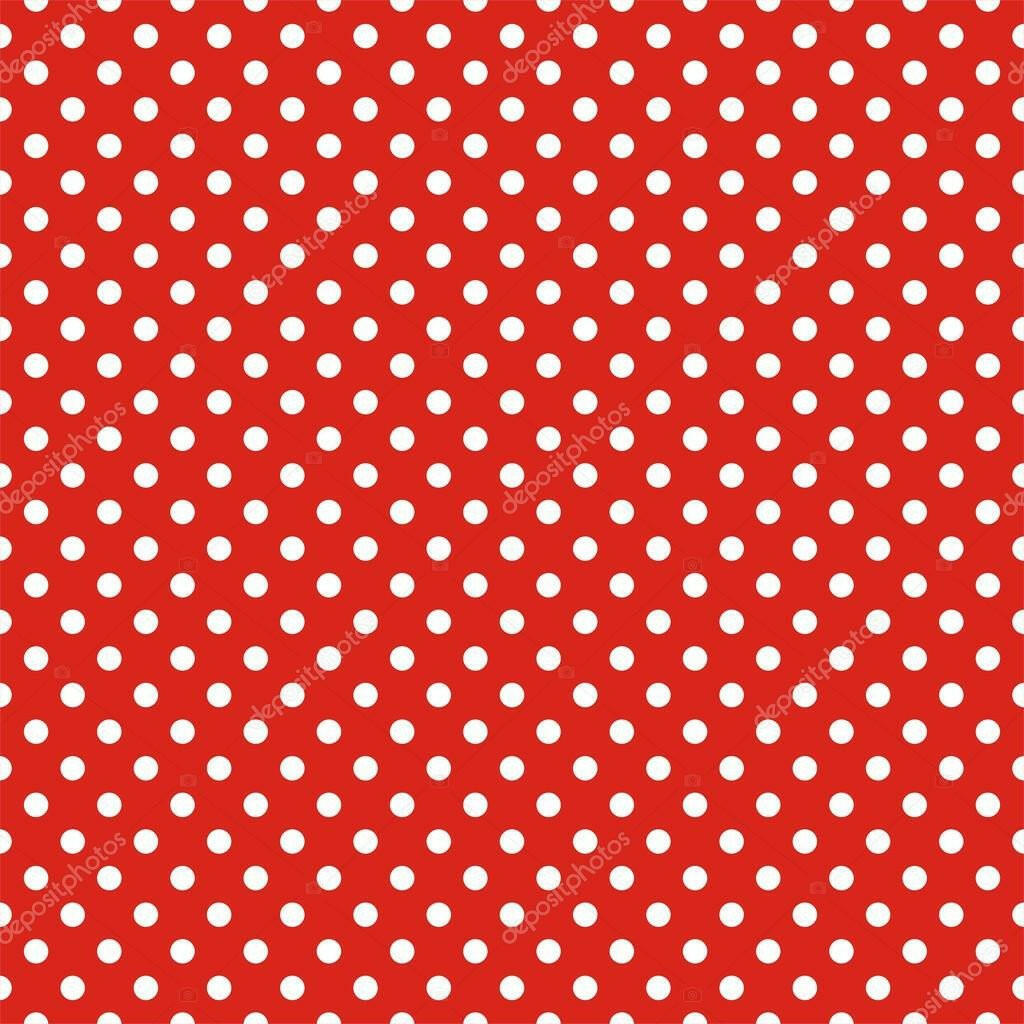 Red Retro Seamless Vector Dots  Backdrop.