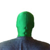 Person using a green hood for chroma key video production, demonstrating optimal background removal technique.