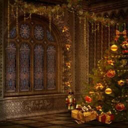 Palace Christmas Photo Decorative  Backdrop.