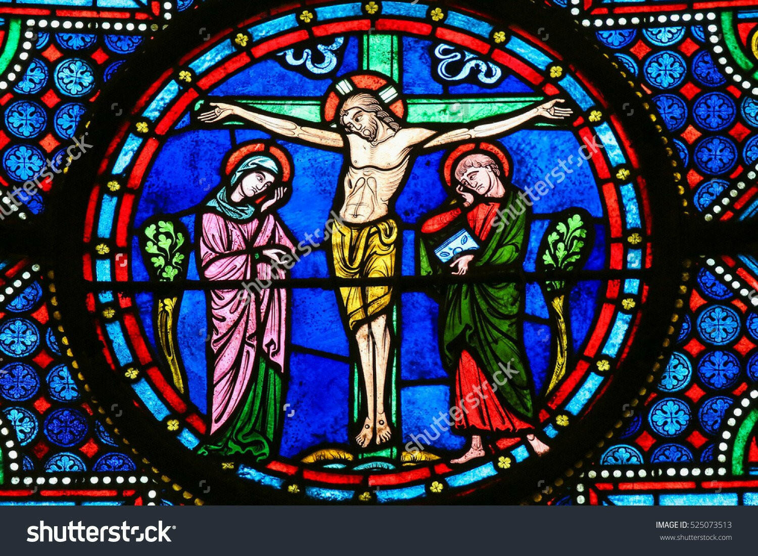 Jesus Crucifixion in Cathedral of Bayeux  Backdrop.