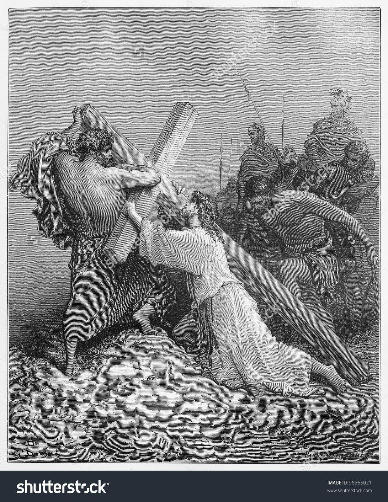 Jesus Falls with the Cross  Backdrop.