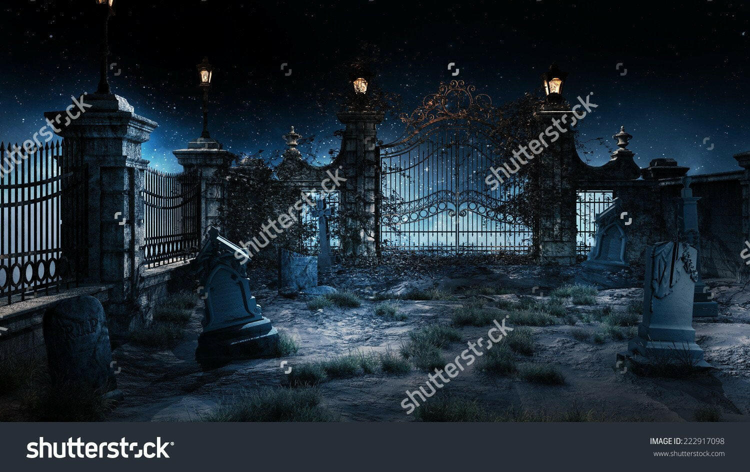 Old Cemetery with Iron Gate  Backdrop.