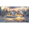 Winter House Photo Christmas Indelible Print Fabric Backdrop.