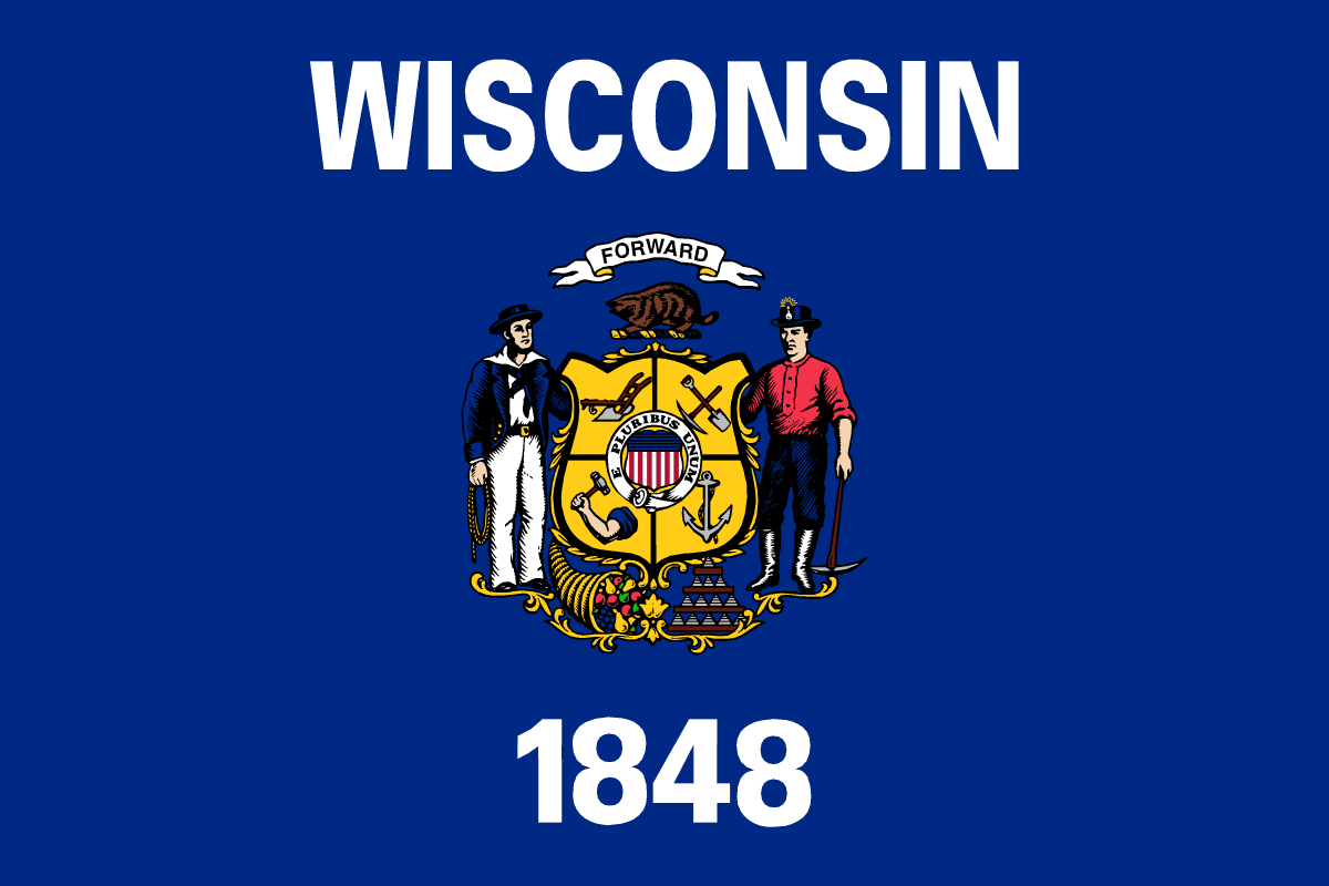 Wisconsin State Flag in TrueKolor Wrinkle Free Fabric.