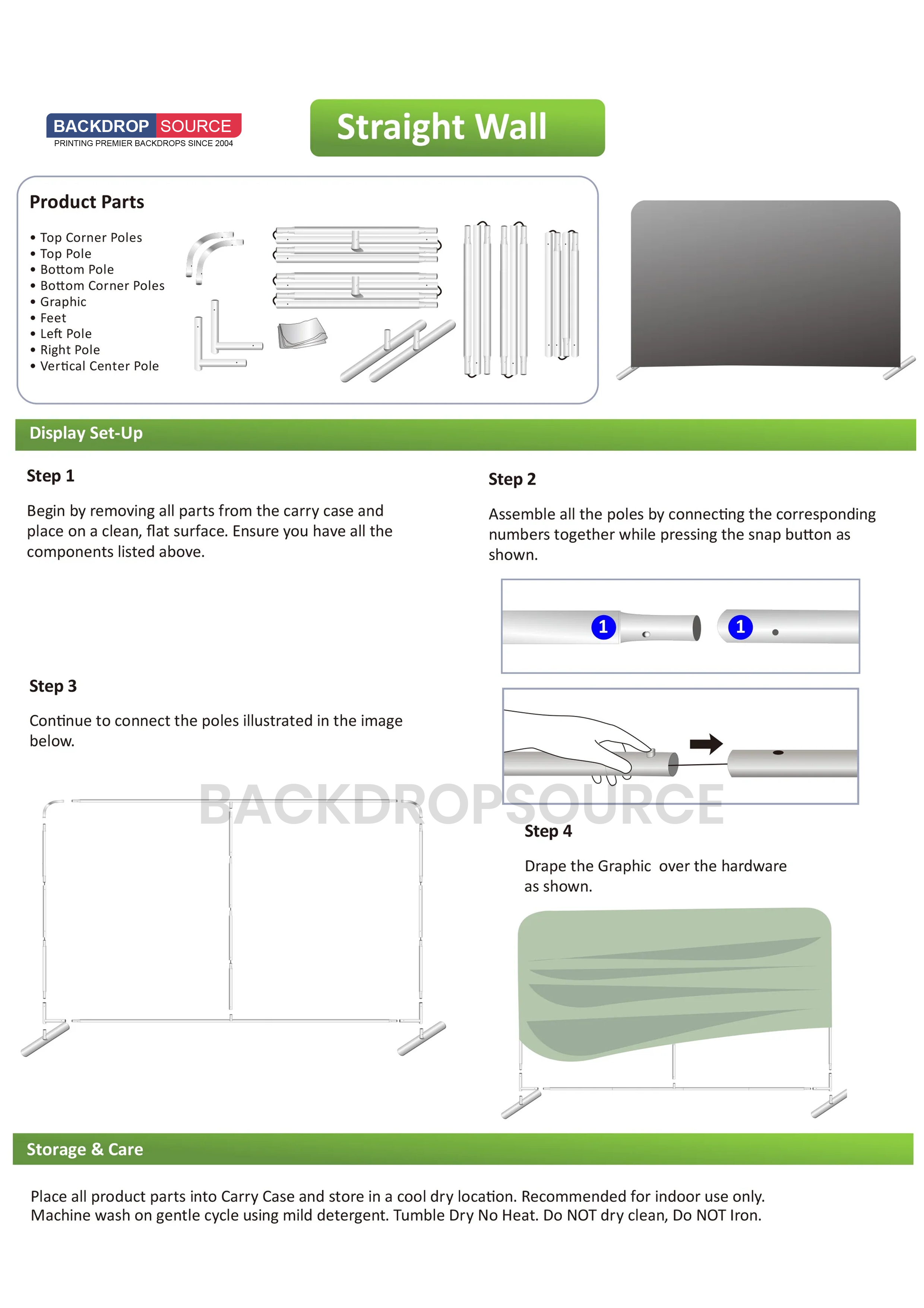 Straight Tension Fabric Media Wall Backdrop - Small