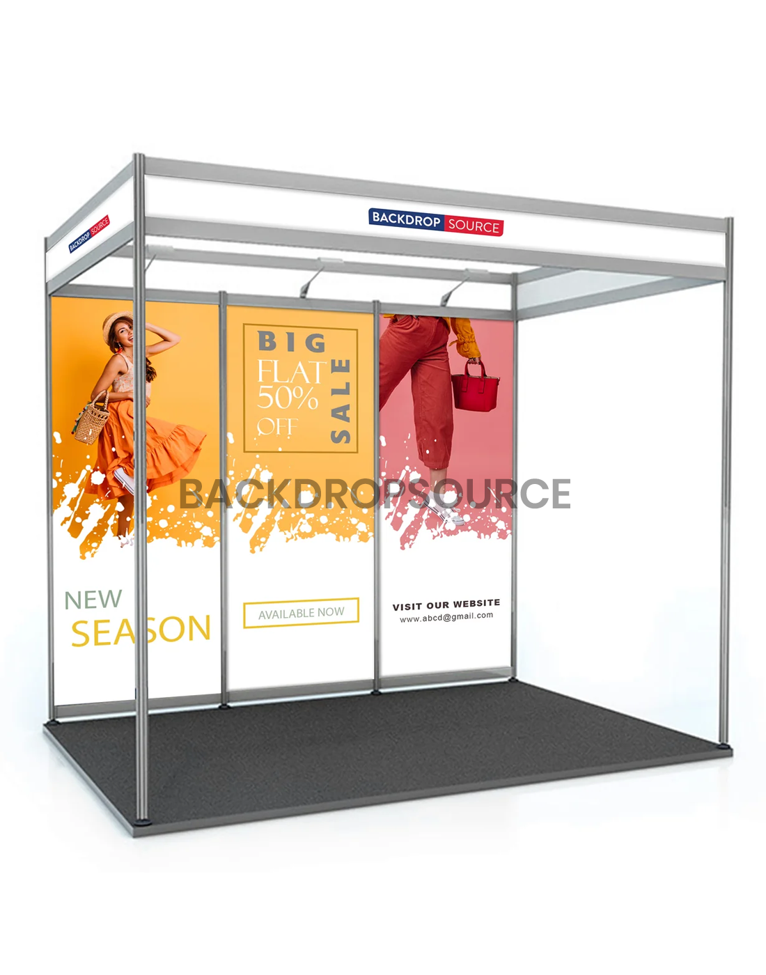 2x2 Shell Booth Shell scheme Exhibition Graphics for 3m Wide x 2m Depth Booth.