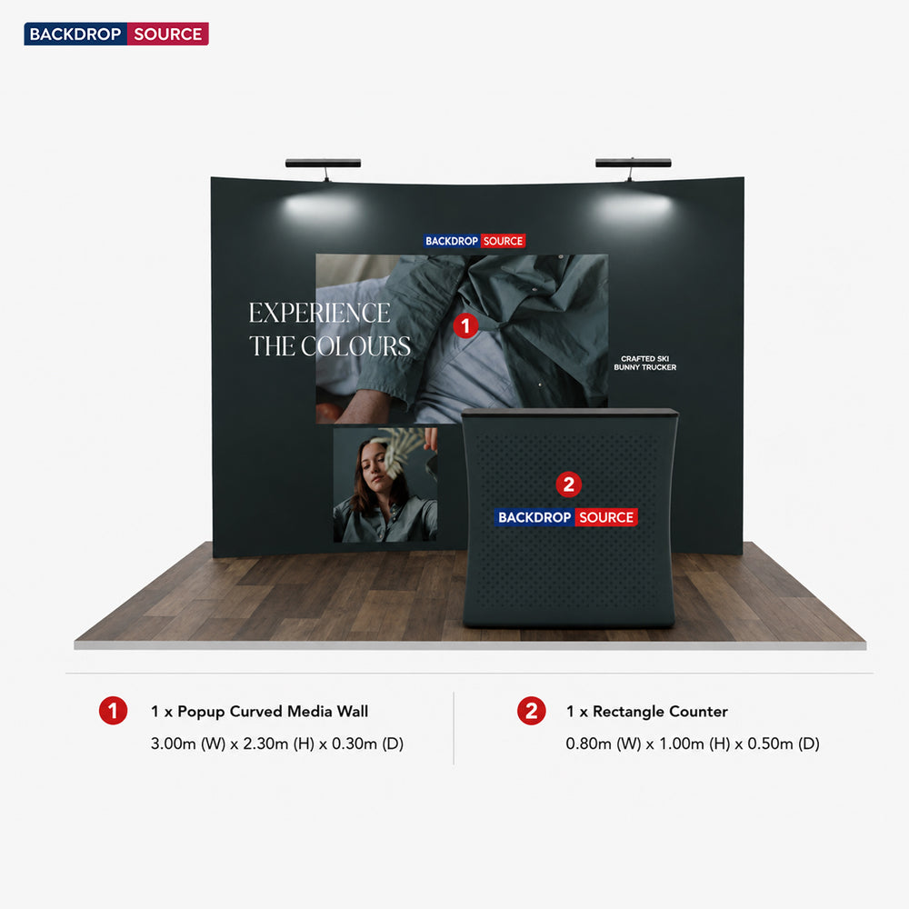 3x3m Curved Popup Exhibit Pro 3-in-1 Display Kit with Illume Lights