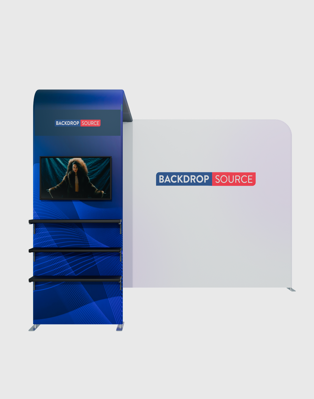 L-Shaped Display with Shelf & TV Rack