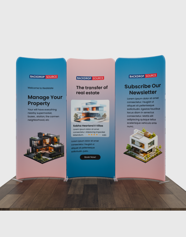 2x2m Magnetic Fabric Booth Wall with 3 Curved Panels