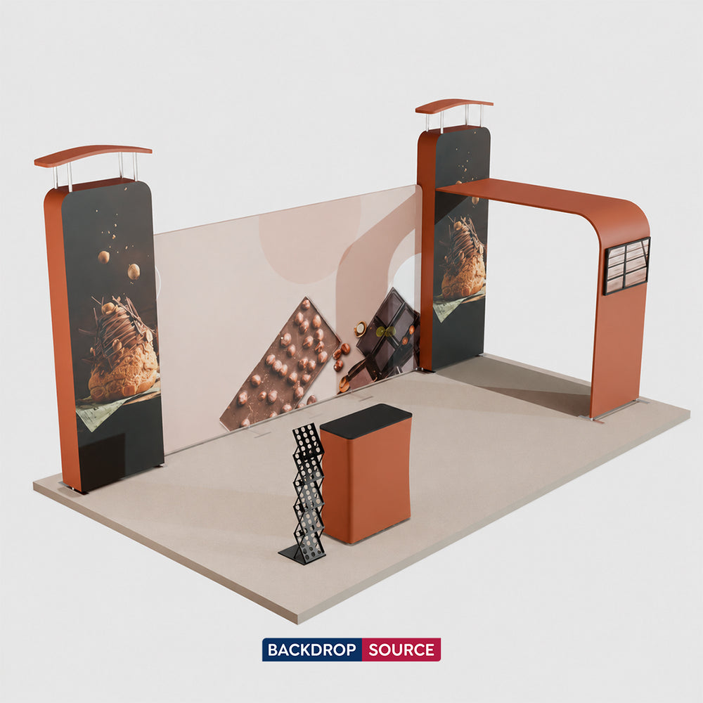 6x3m Straight Backdrop with 3D Wall & Arch Exhibition Kit
