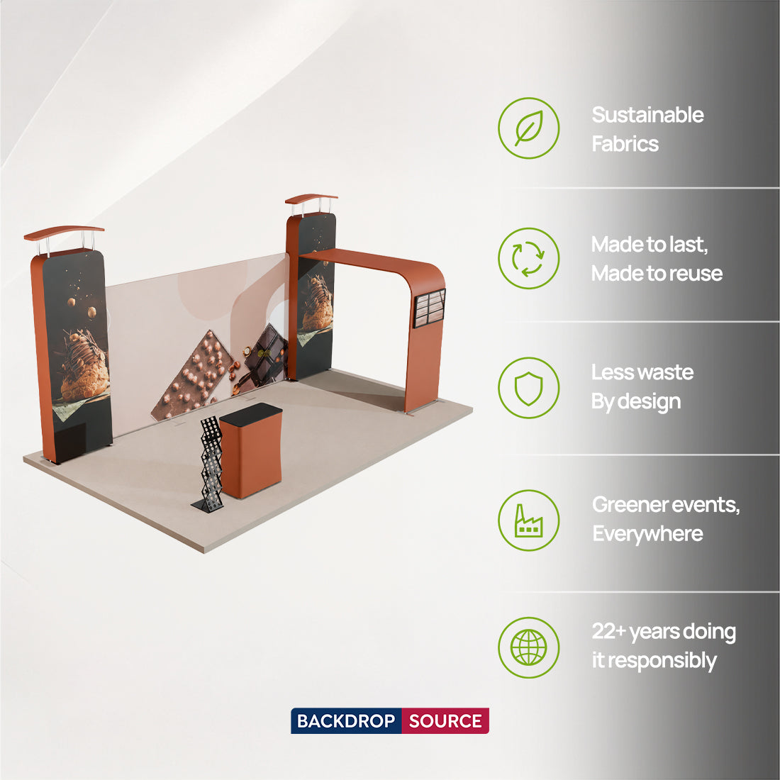 6m Straight Backdrop with 3D Wall & Arch Exhibition Kit
