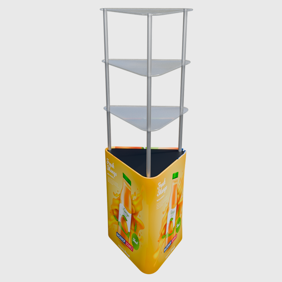 Display Triangular Automontable Triangular Counter Display with Triple Shelves.