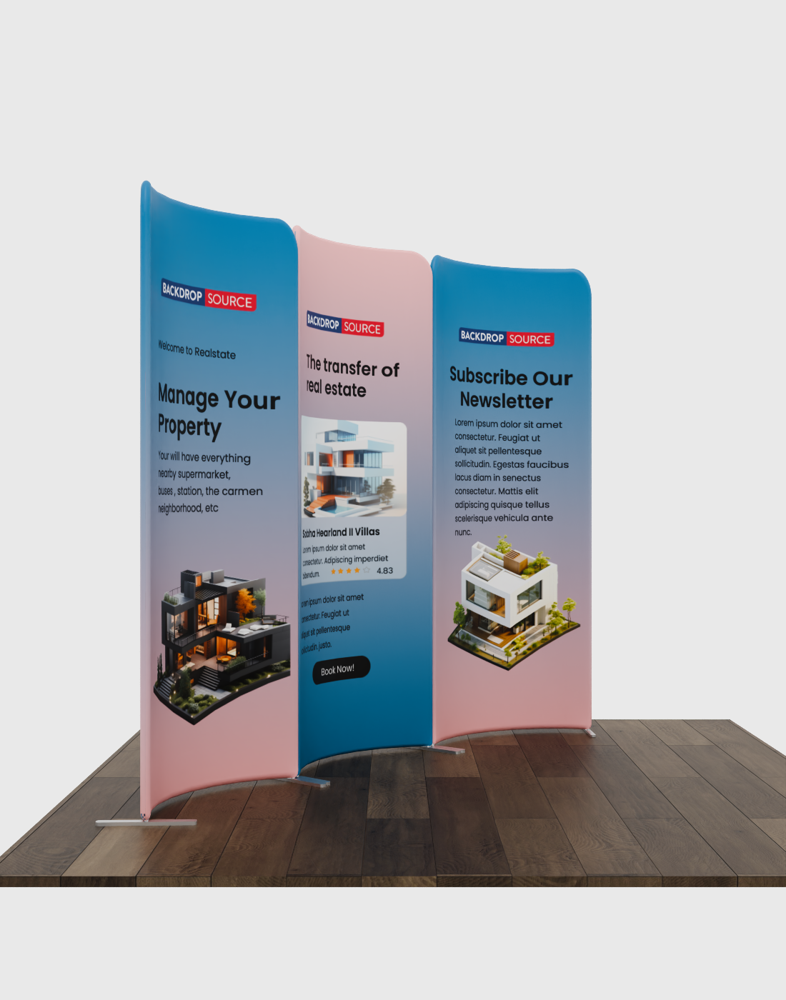 2x2m Magnetic Fabric Booth Wall with 3 Curved Panels