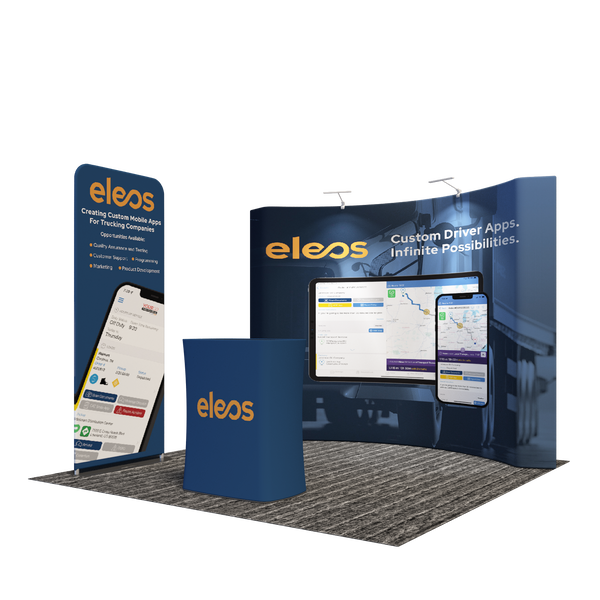 3x3m Curved Wall Booth Kit with Banner Stand & Counter