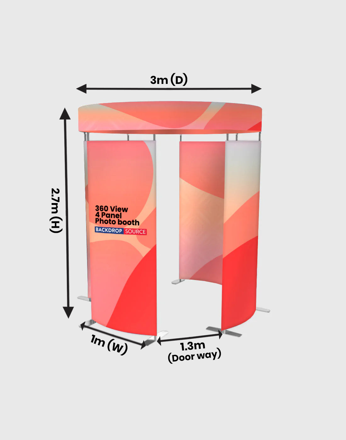 360 View 4 Panel Photo Booth Enclosure Exhibition Display