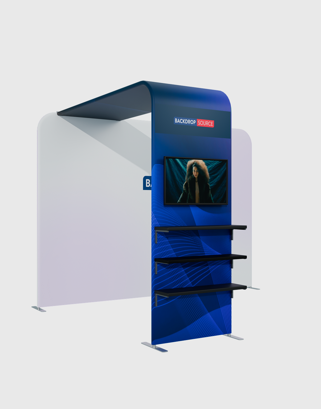 L-Shaped Display with Shelf & TV Rack