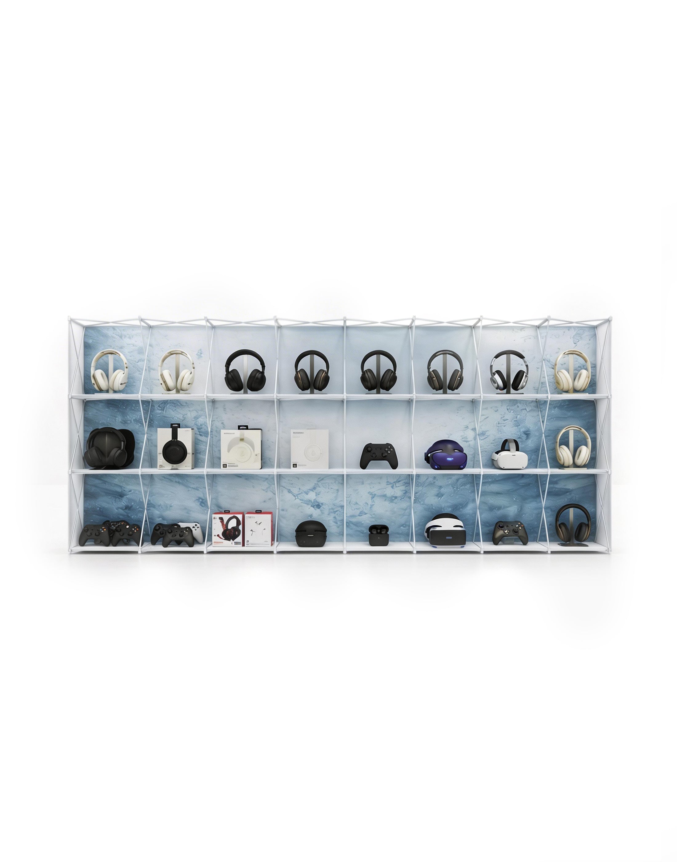 Portable Straight Pop-Up Wall with Shelves