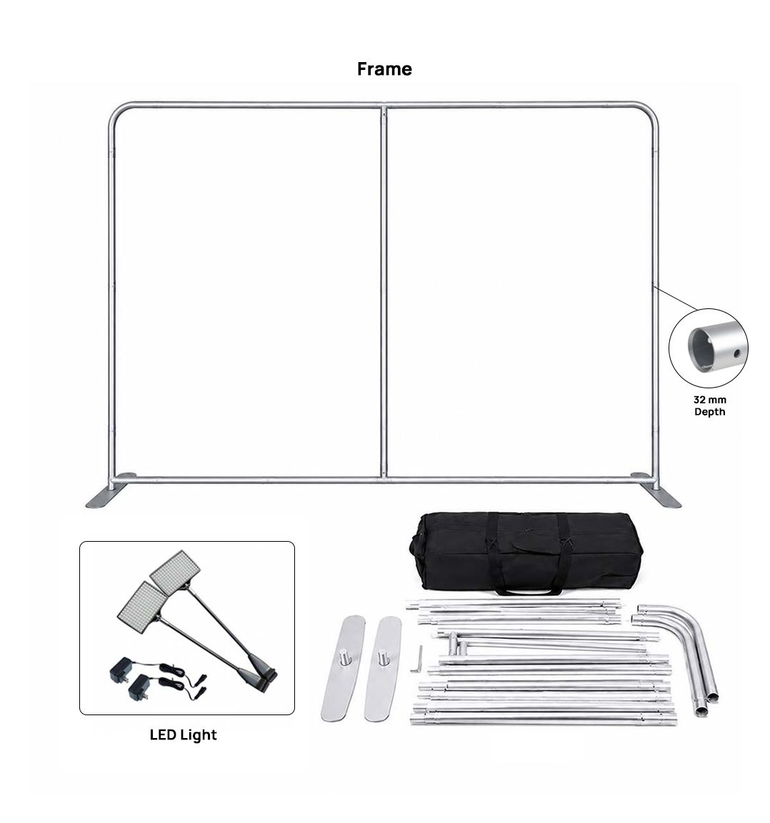 Premium Straight Fabric Wall with LED Spotlights