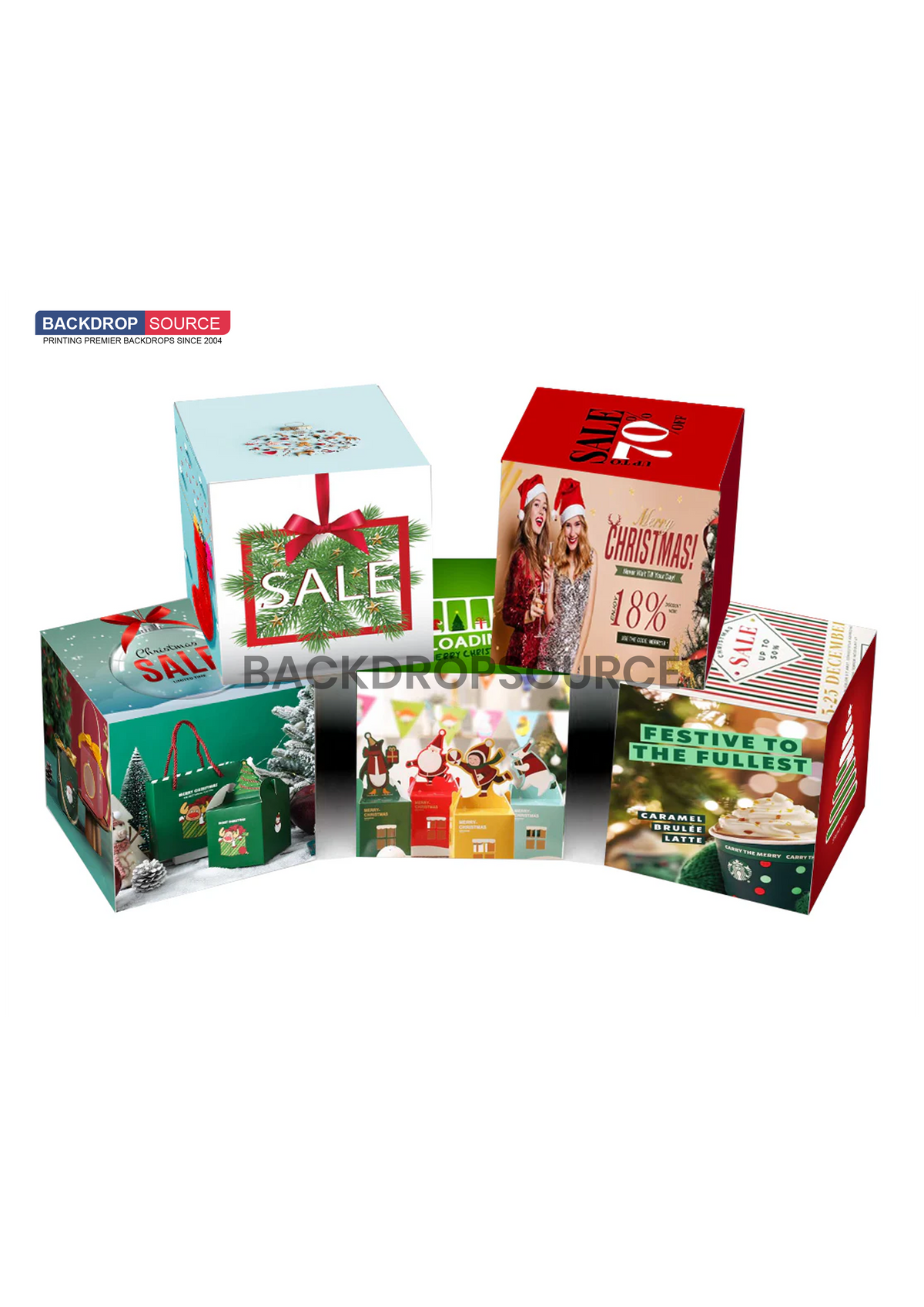 5 Sets of Stretch Fabric Displays for Product Showcase.