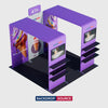 3x3m Booth Kit with Twin Square Arches, Shelving & TV Mount