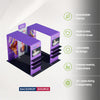 3x3m Booth Kit with Twin Square Arches, Shelving & TV Mount