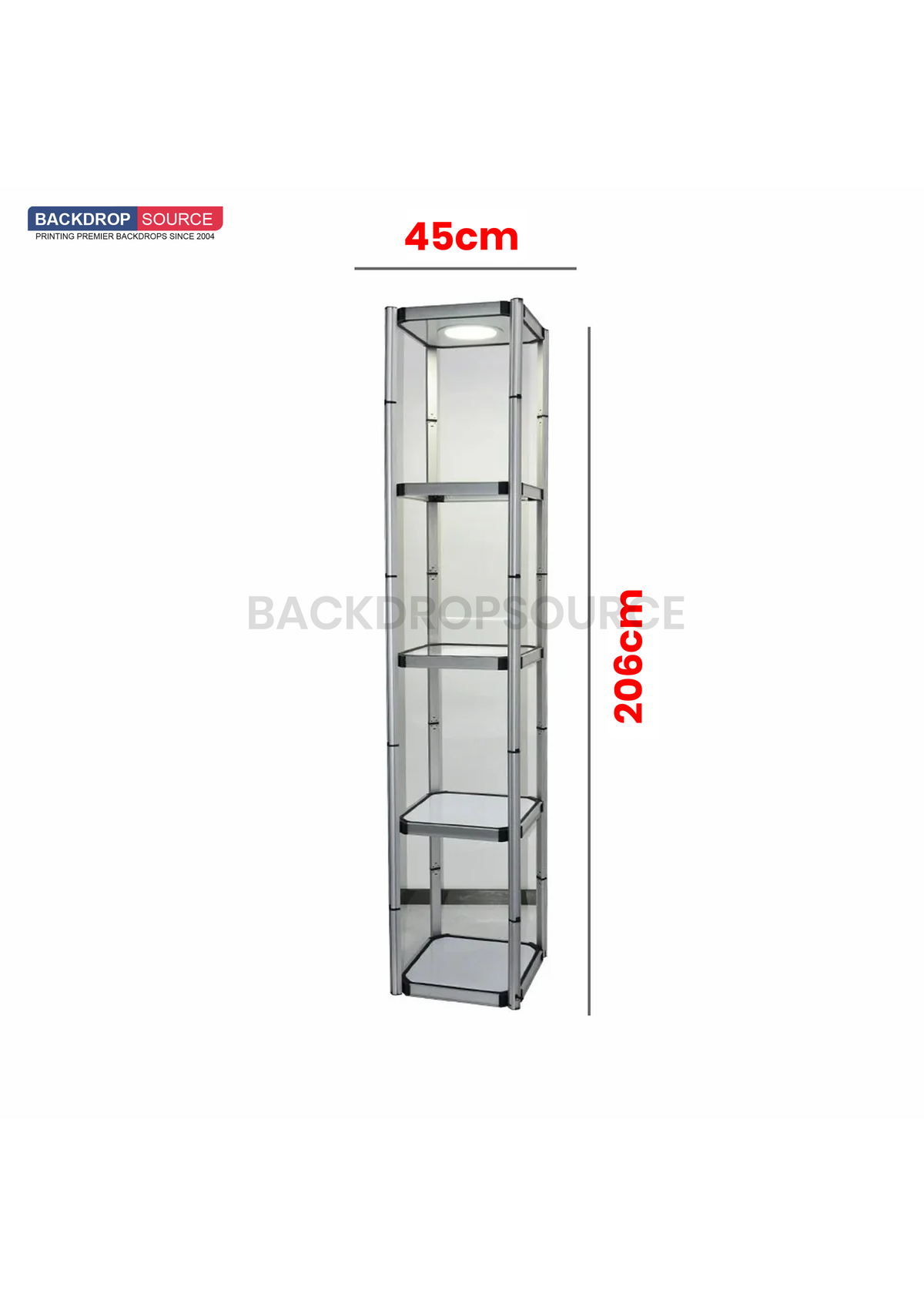 Square Portable Aluminum Spiral Tower Display - 5 Layer Shelves.