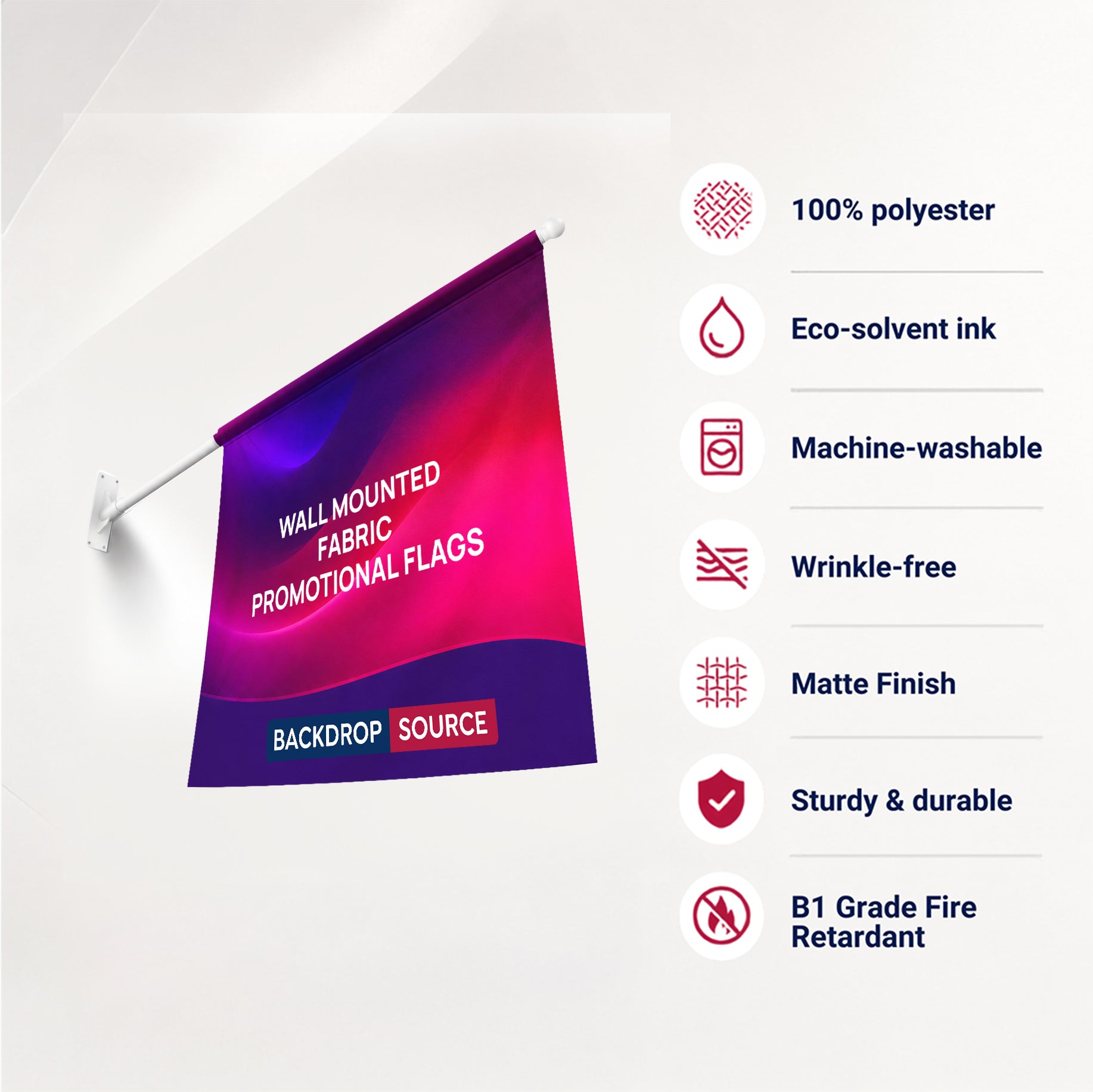 Wall Mounted Fabric Promotional Flags