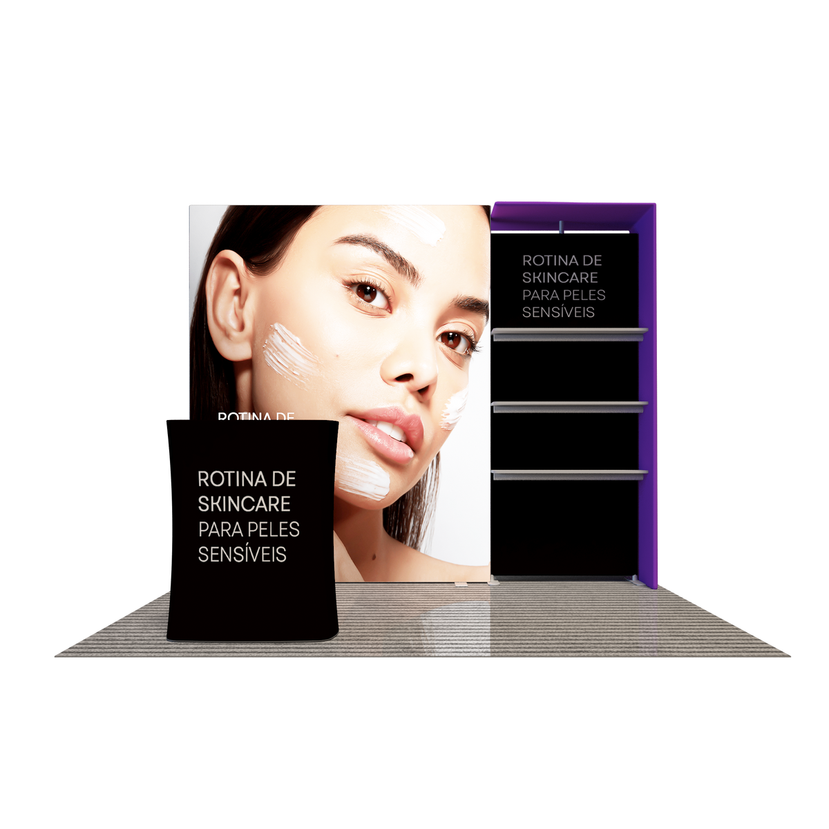 3x3m Fabric Wall Booth Kit with Shelving & LED Counter