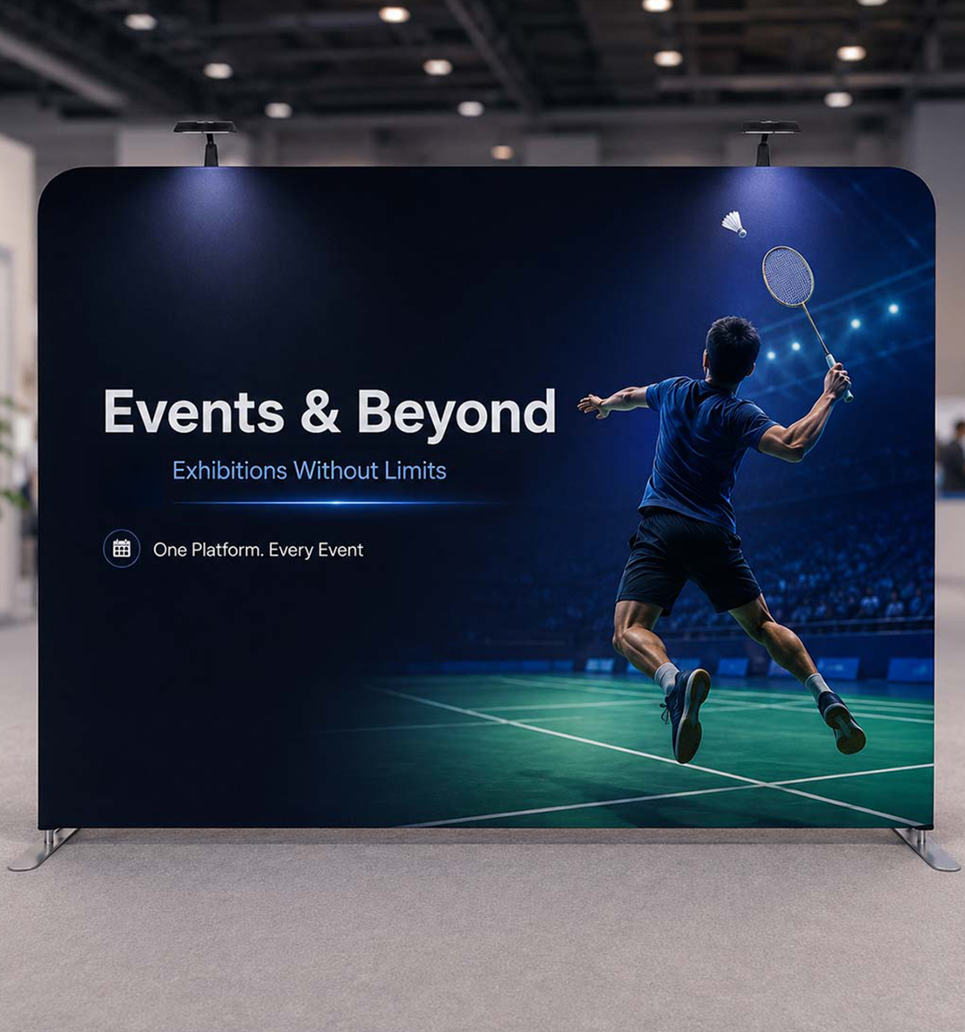 Premium Straight Fabric Wall with LED Spotlights