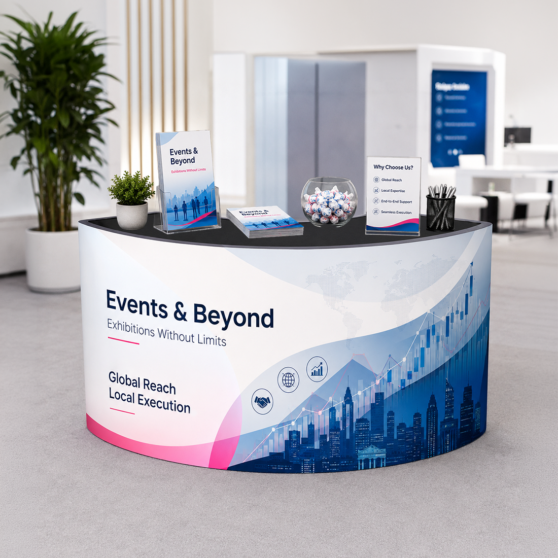 Fabric Trade Show Reception Desk – 1.5m Wide