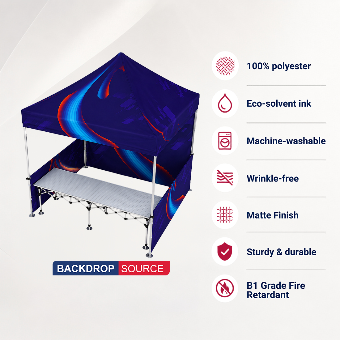 3m x 3m Fabric Event Tent with Folding Counter Table